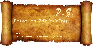 Patatics Zétény névjegykártya